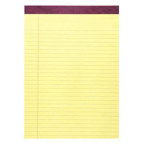 Case of Canary Legal Pads, 8.5"x11.75", 50 sheets of Paper/Pad, stapled and taped, Micro-Perforated, PK36