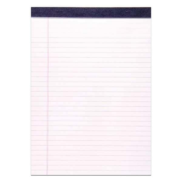 Case of Legal Pads, 8.5"x11.75", 50 sheets of White Paper/Pad, stapled and taped, Micro-Perforated, PK36