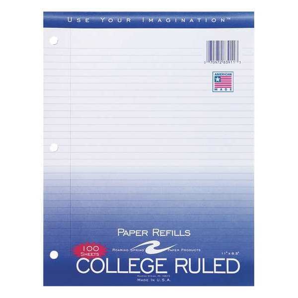 Case of Loose Leaf Paper, 100 sht/pk, 8"x11", College Ruled Filler Paper w/Margin, 3-hole Punched