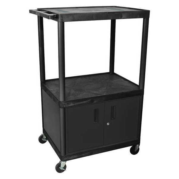 AV Cart - 54"H AV Cart - Three Shelves and Cabinet - Black