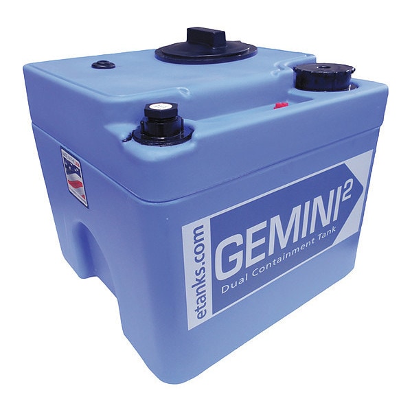 GeminiDual Containment Storage Tank, Double Wall, Square, LDPE 1.5, Blue, 5 Gal