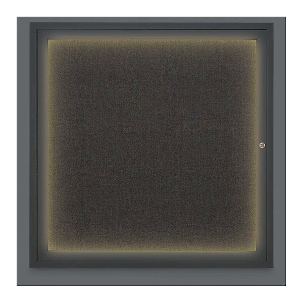Corkboard, Lghtd, Fbrc, Blk, Blk, 1 Dr, 36x36"