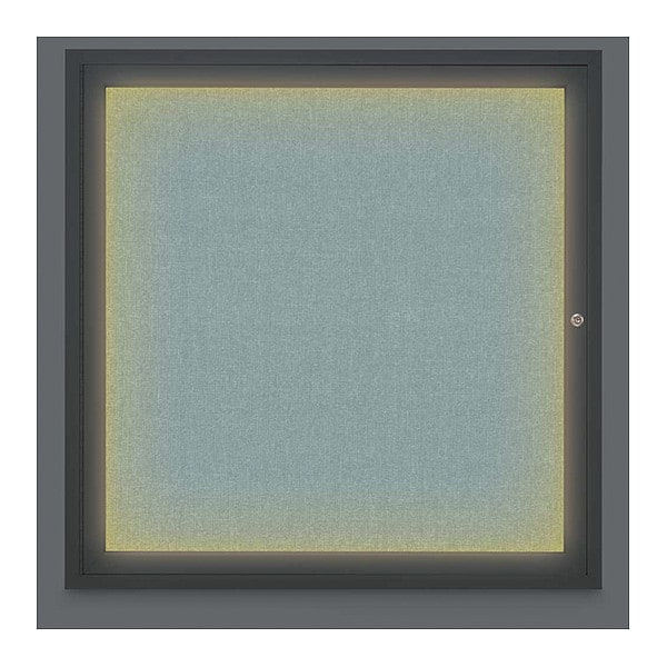 Corkboard, Lighted, Fbrc, Black, 1 Dr, 36x36"