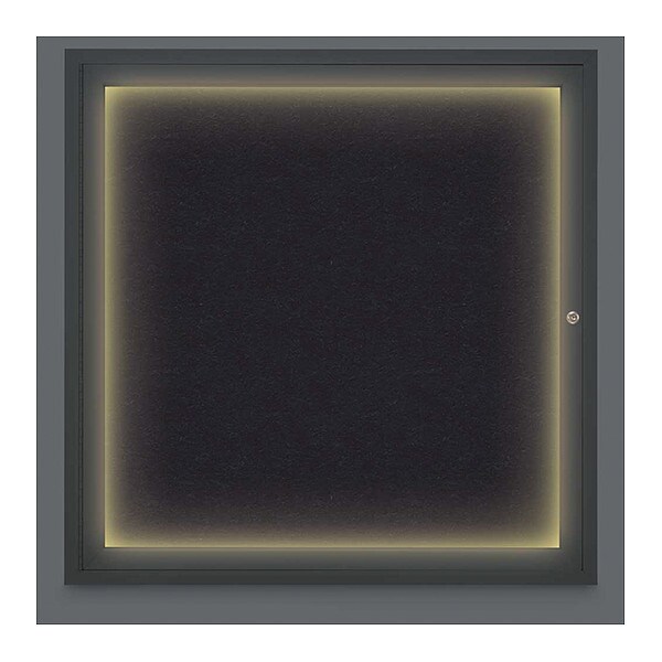 Corkboard, Lighted, Rubber, 1 Dr, Blk, 36x36"