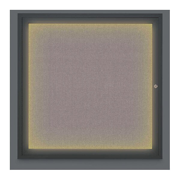 Corkboard, Lighted, Fbrc, Blck, 1 Dr, 36x36"