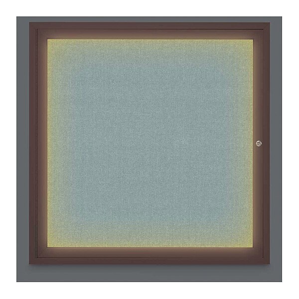 Corkboard, Lighted, Fbrc, Brnz, 1 Dr, 36x36"
