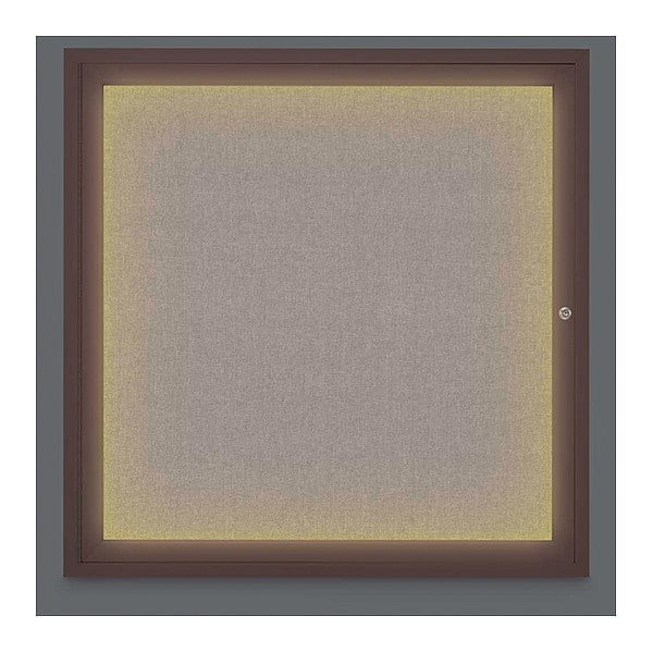 Corkboard, Lighted, Fbrc, Brnze, 1 Dr, 36x36"