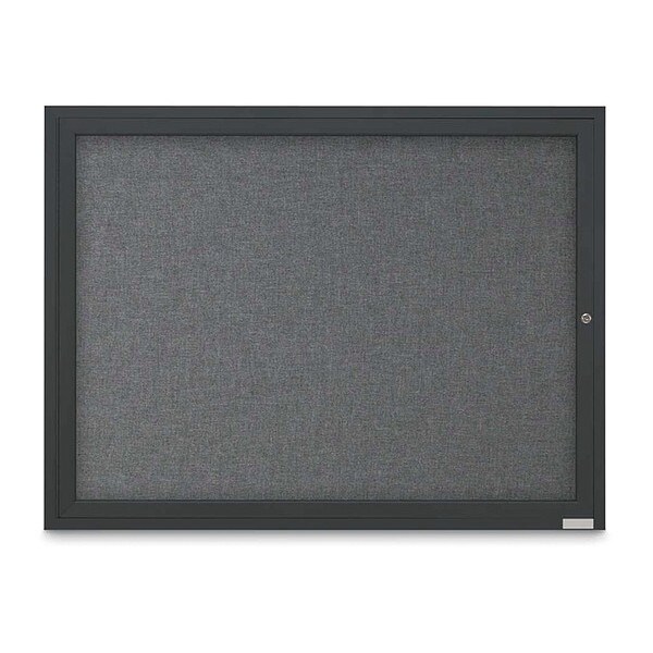 Corkboard, Fabric, Blk/Gry, 1 Door, 48x36"