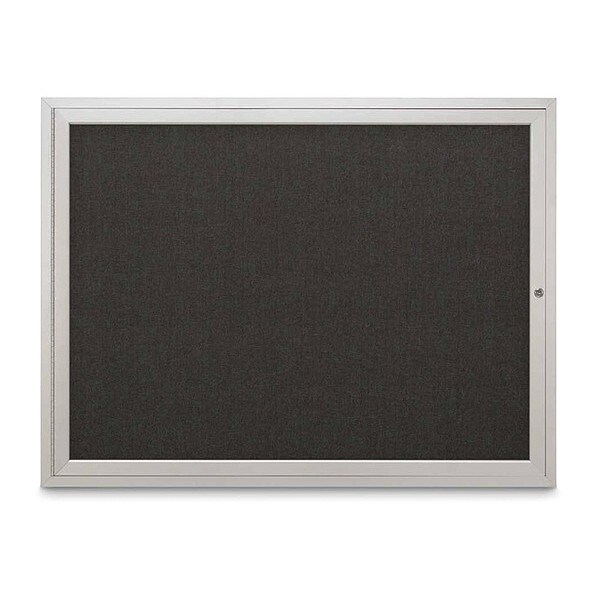 Corkboard, Fabric, 1 Door, Satin/Blk, 48x36"