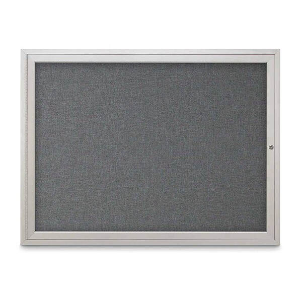 Corkboard, Fabric, 1 Door, Satin/Gry, 48x36"