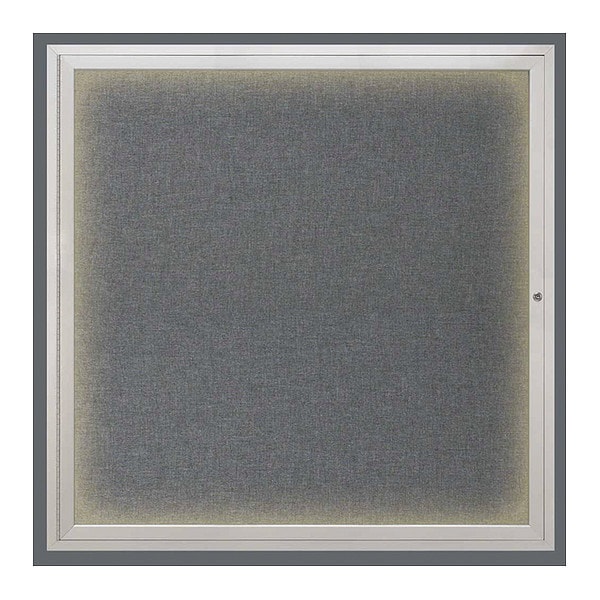 Crkboard, Lght, Fbrc, 1 Dr, Satin/Gry, 48x48"