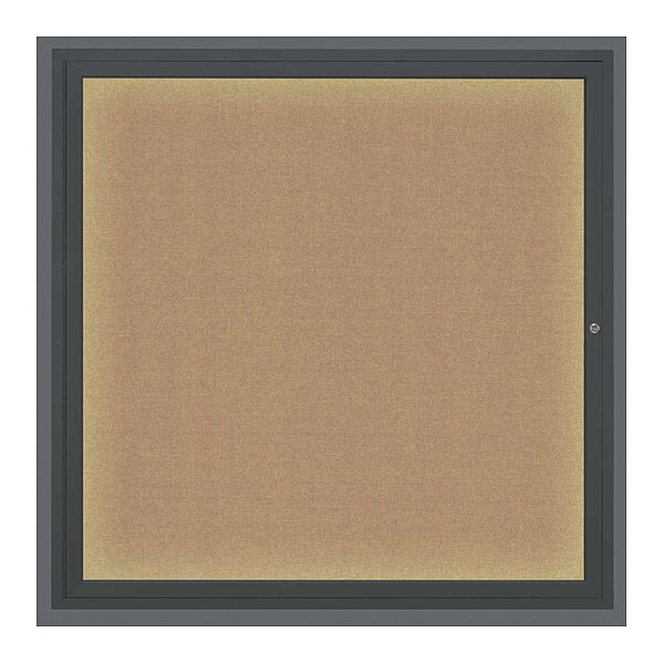 Corkboard, Lght, Fbrc, Blk/Buff, 1 Dr, 48x48"