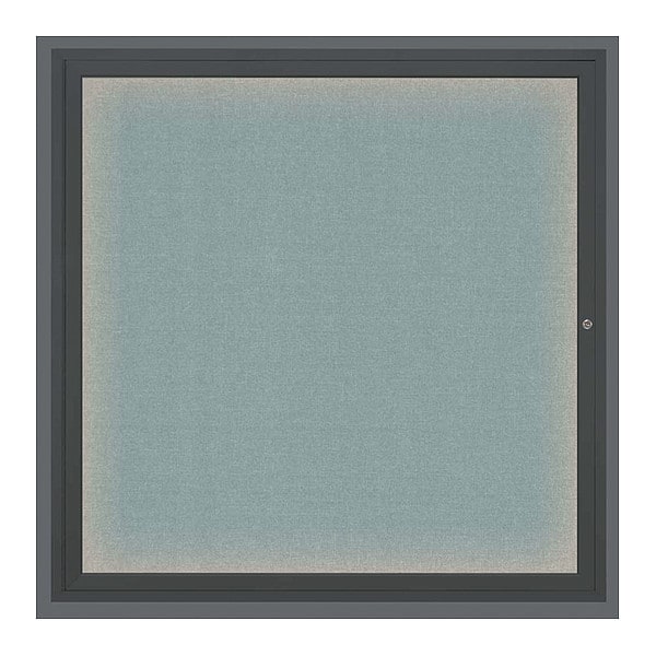 Corkboard, Lghtd, Fbrc, Blk/Cld, 1 Dr, 48x48"