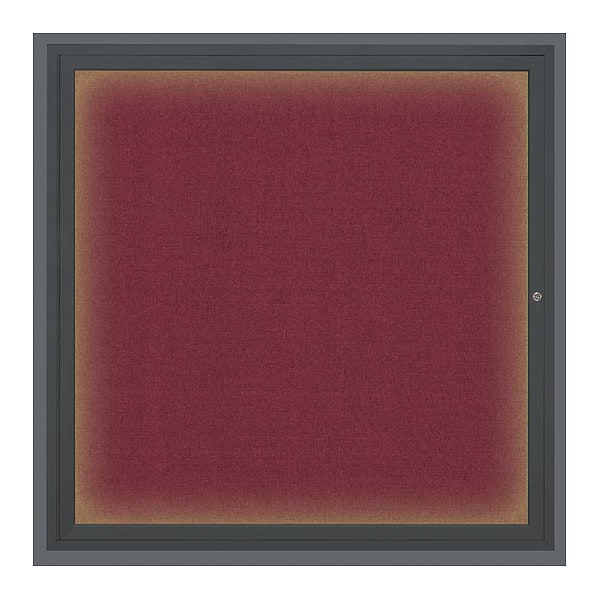 Corkboard, Lght, Fbrc, Blk/Burg, 1 Dr, 48x48"