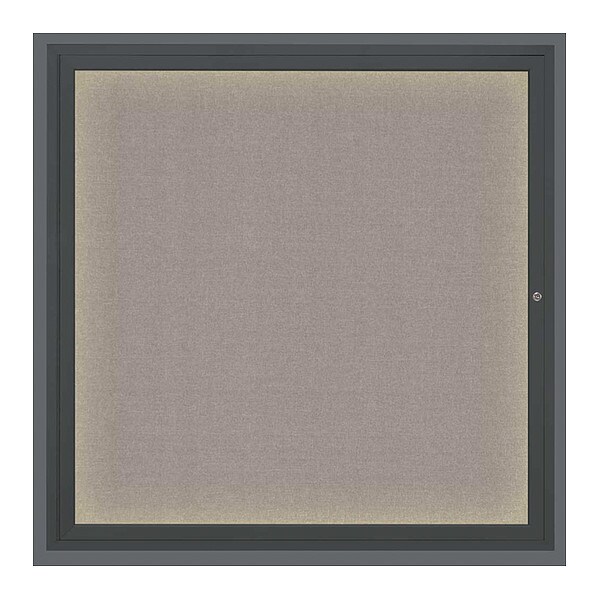 Corkboard, Lghtd, Fbrc, Blk/Prl, 1 Dr, 48x48"