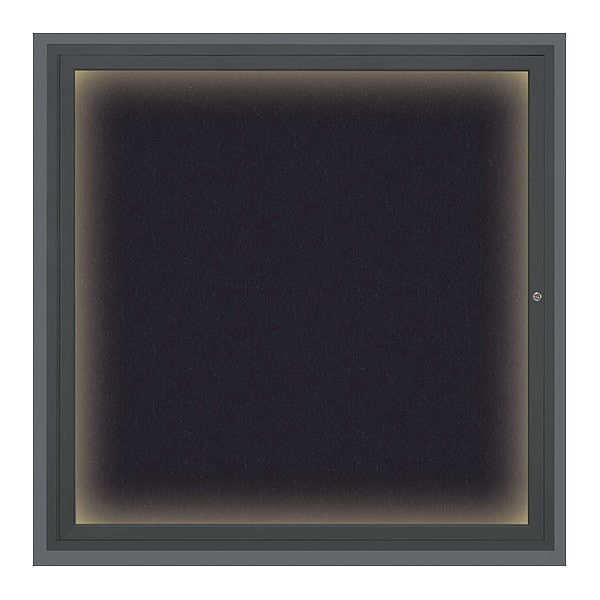 Corkboard, Lighted, Blk, Rubber, 1 Dr, 48x48"