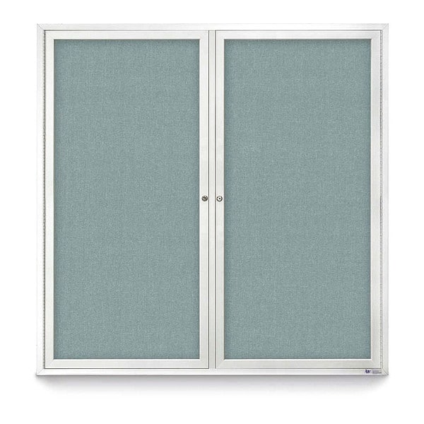 Corkboard, Fabric, 2 Door, Satin/Cld, 48x48"