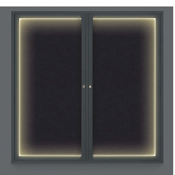 Corkboard, Lighted, Blk, Rubber, 2 Dr, 48x48"