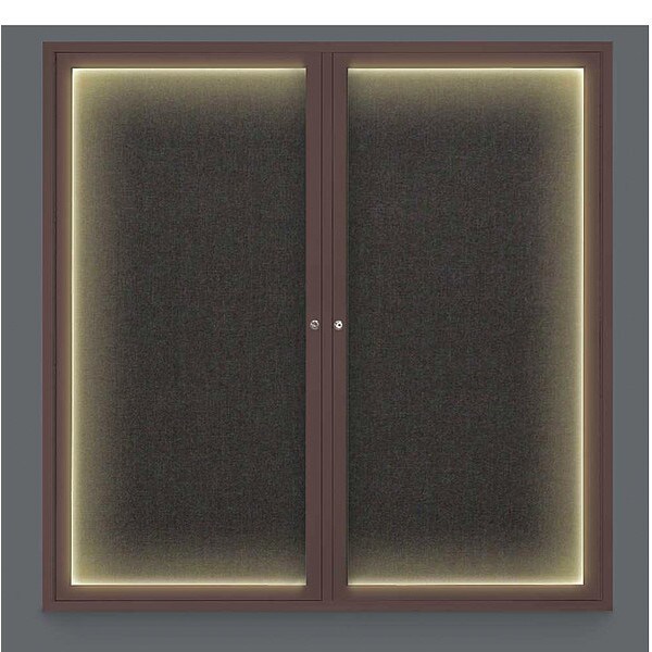 Corkboard, Lght, Fbrc, Brnz/Blk, 2 Dr, 48x48"