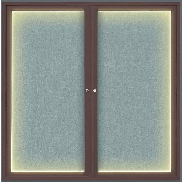 Corkboard, Lght, Fbrc, Brnz/Cld, 2 Dr, 48x48"