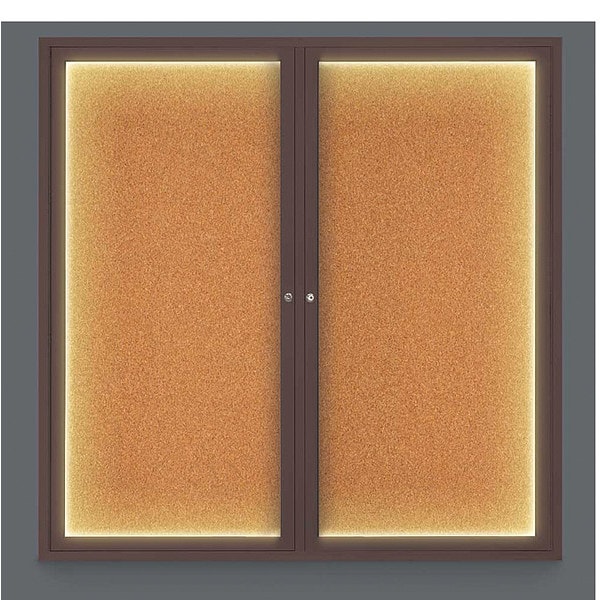 Corkboard, Lighted, Cork, 2 Door, 48 x 48"