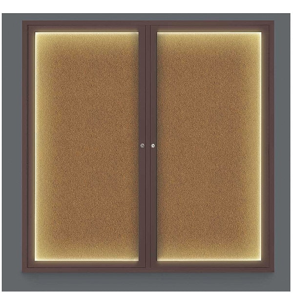 Corkboard, Lighted, Forbo, 2 Door, 48 x 48"