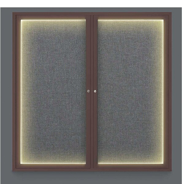 Corkboard, Lght, Fbrc, Brnz/Gry, 2 Dr, 48x48"