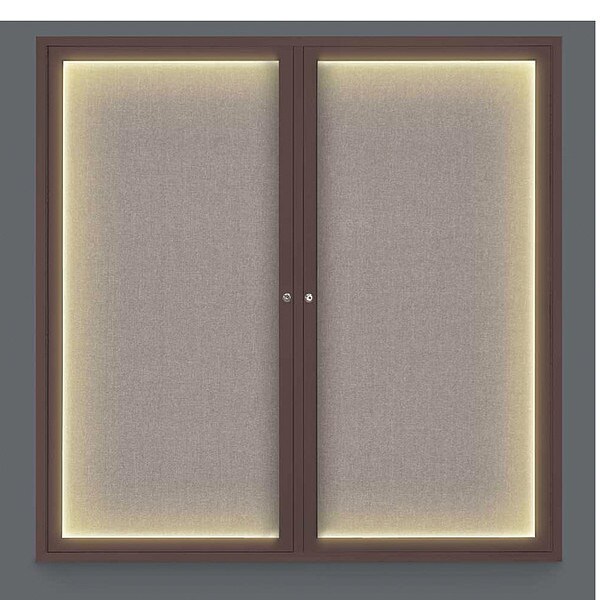 Corkboard, Lght, Fbrc, Brnz/Prl, 2 Dr, 48x48"