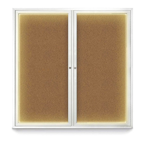 Corkboard, Lighted, Forbo, 2 Door, 48 x 48"