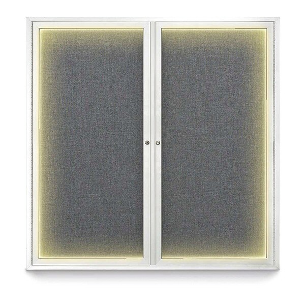 Crkboard, Lght, Fbrc, 2 Dr, Satin/Gry, 48x48"