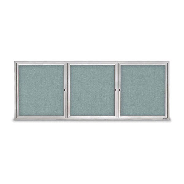 Corkboard, Fabric, 3 Door, Satin/Cld, 96x36"