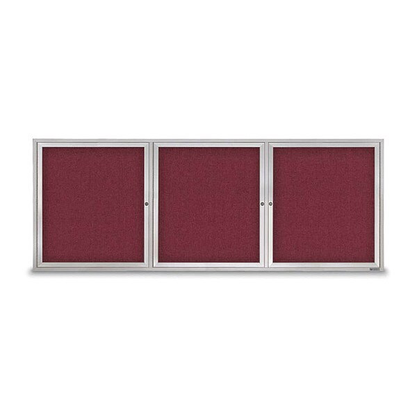 Corkboard, Fabrc, 3 Door, Satin/Burg, 96x36"