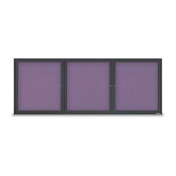 Corkboard, Fabric, 3 Door, 96x36", Blk/Amthy