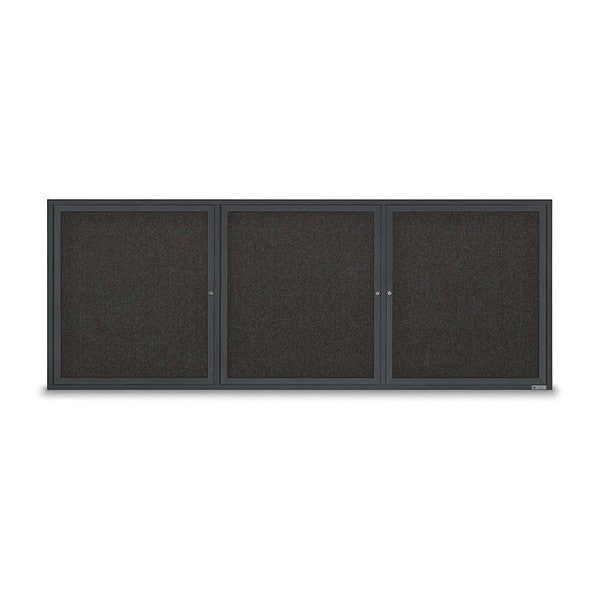 Corkboard, Fabric, Blk, 3 Door, 96 x 36"