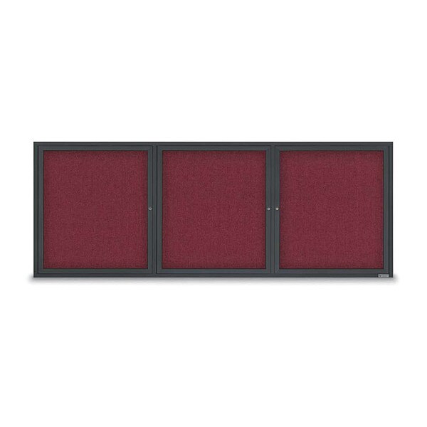 Corkboard, Fabric, Blk/Burg, 3 Door, 96x36"