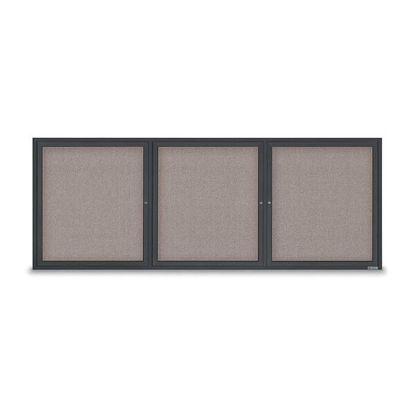 Corkboard, Fabric, Blk/Prl, 3 Door, 96 x 36"