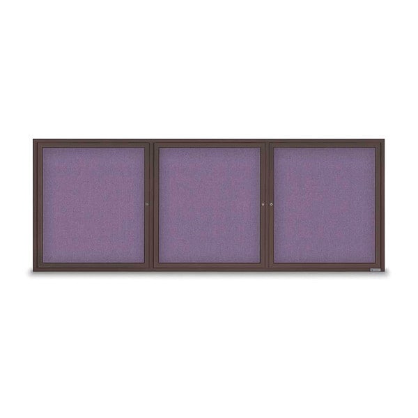 Corkboard, Fabric, Brnz/Amth, 3 Door, 96x36"