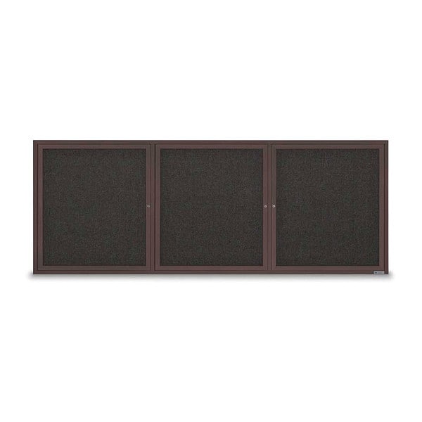 Corkboard, Fabric, Brnz/Blk, 3 Door, 96x36"