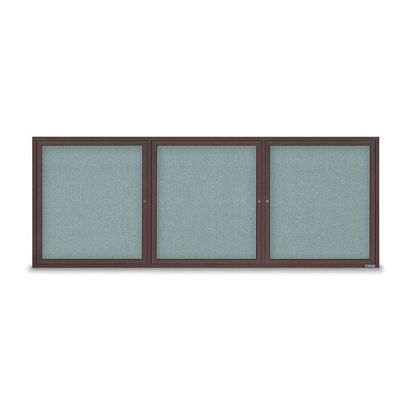 Corkboard, Fabric, Brnz/Cld, 3 Door, 96x36"