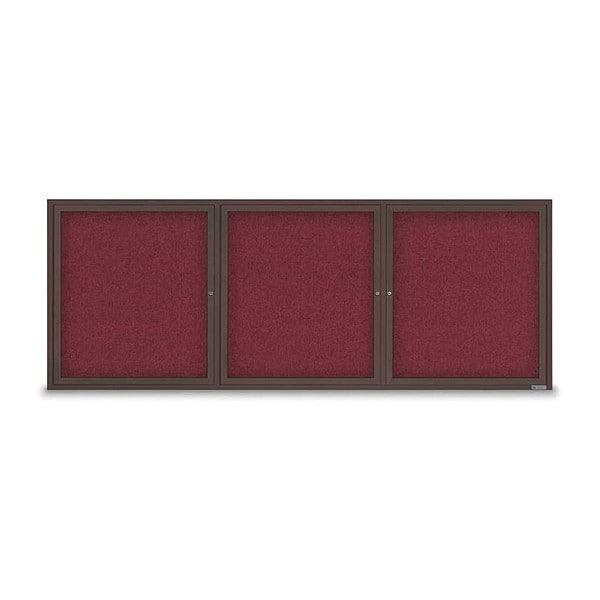 Corkboard, Fabric, Brnz/Burg, 3 Door, 96x36"