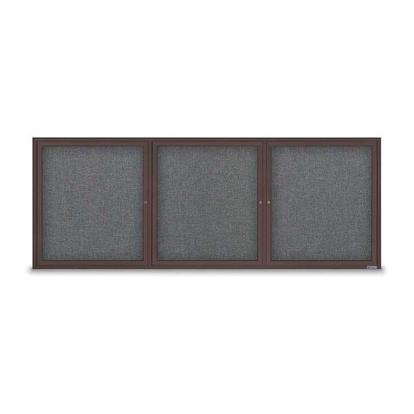 Corkboard, Fabric, Brnz/Gry, 3 Door, 96x36"