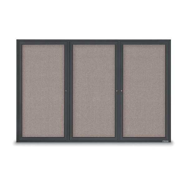 Corkboard, Fabric, Blk/Prl, 3 Door, 72 x 48"