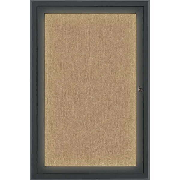 Corkboard, Lght, Fbrc, Blk/Buff, 1 Dr, 24x36"