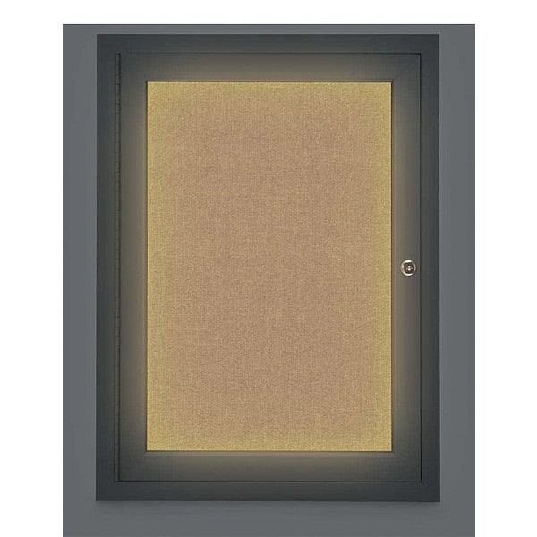 Corkboard, Lght, Fbrc, Blk/Buff, 1 Dr, 18x24"