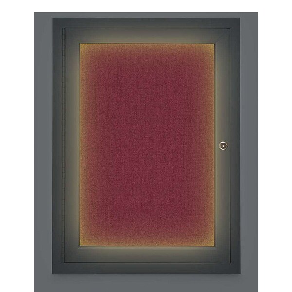 Corkboard, Lght, Fbrc, Blk/Burg, 1 Dr, 18x24"