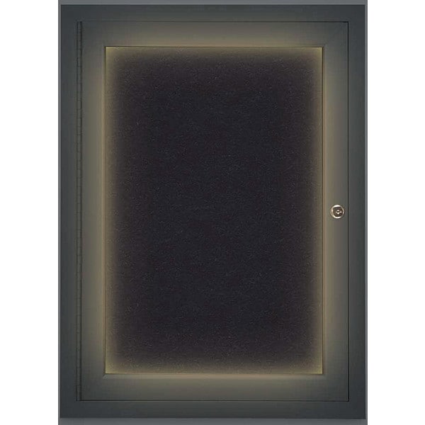 Corkboard, Lighted, Blk, Rubber, 1 Dr, 18x24"