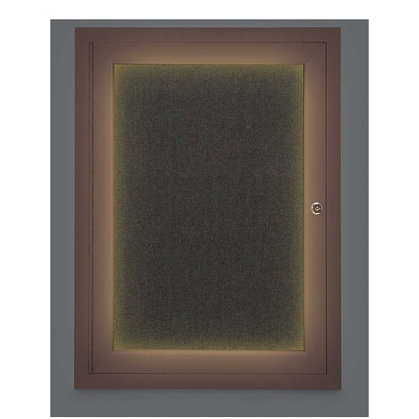 Corkboard, Lighted, Fbrc, Brnz, 1 Dr, 18x24"