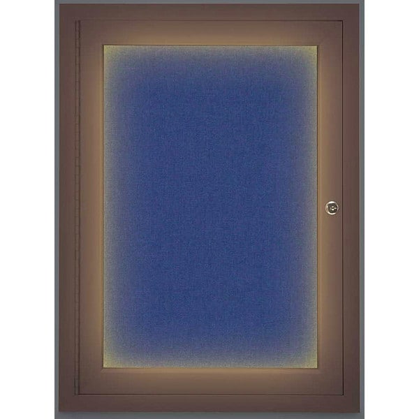 Corkboard, Lighted, Fbrc, Brnz, 1 Dr, 18x24"