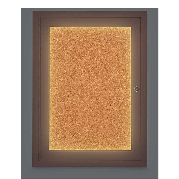 Corkboard, Lighted, Cork, Brnz, 1 Dr, 18x24"