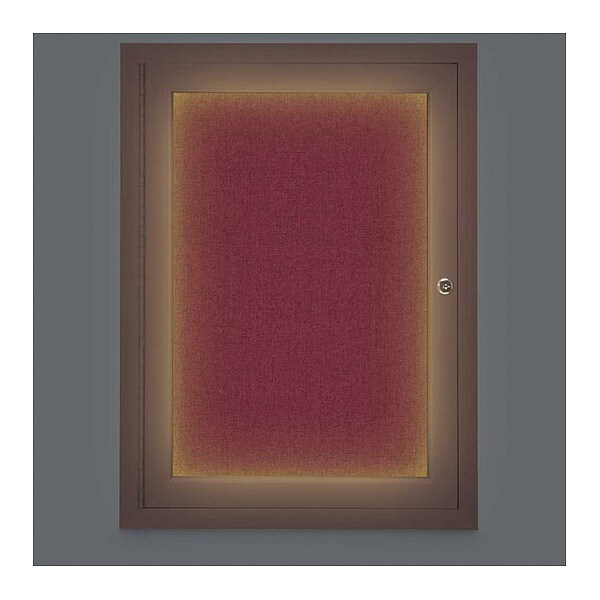 Corkboard, Lighted, Fbrc, Bronz, 1 Dr, 18x24"